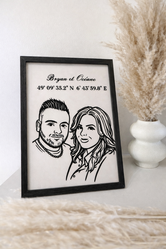 Cadre personnalisé - Portrait illustré d'après photo.
